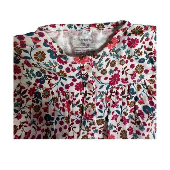 Carters Baby Girls Size 18 Months 2pc Floral Outfit Set Pants Bodysuit long - Picture 7 of 12